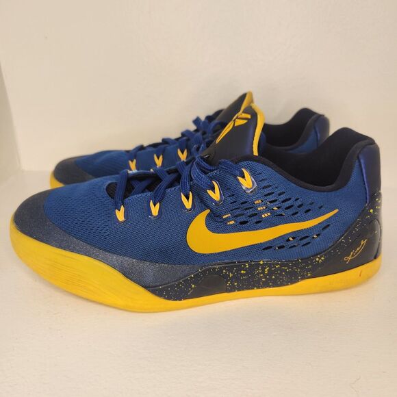 Nike Kobe 9 EM Low Gym Blue Sneakers Tennis Shoes Gold 653593401 - Picture 3 of 10